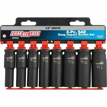 CHANNELLOCK Standard 1/2 In. Drive 6-Point Deep Impact Driver Set 8-Piece 328529